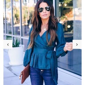 Vici Teal Wrap Top